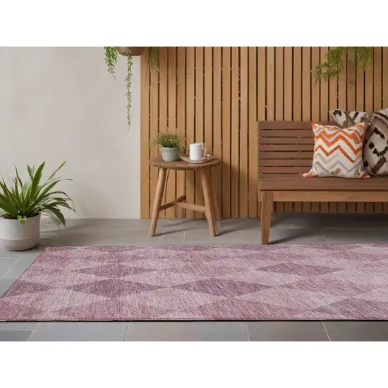 Blush Geometric Washable Non Skid Indoor Outdoor Runner Rug Photo 1