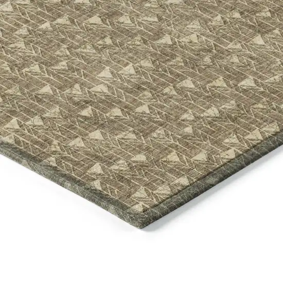 Brown Geometric Washable Non Skid Indoor Outdoor Runner Rug Photo 7