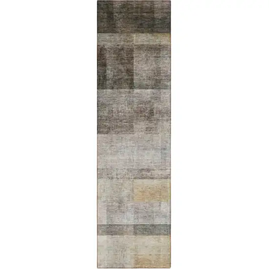 Brown Ombre Washable Non Skid Indoor Outdoor Runner Rug Photo 2