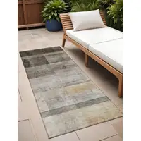 Photo of 8' Runner Brown Ombre Washable Non Skid Indoor Outdoor Runner Rug