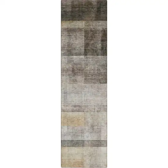 Brown Ombre Washable Non Skid Indoor Outdoor Runner Rug Photo 5