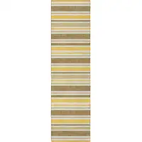 Photo of 8' Runner Brown and Orange Striped Washable Non Skid Indoor Outdoor Runner Rug