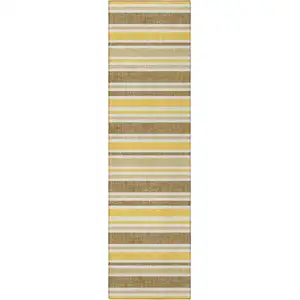 Photo of 8' Runner Brown and Orange Striped Washable Non Skid Indoor Outdoor Runner Rug