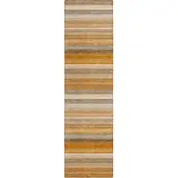 Photo of 8' Runner Brown and Orange Striped Washable Non Skid Indoor Outdoor Runner Rug