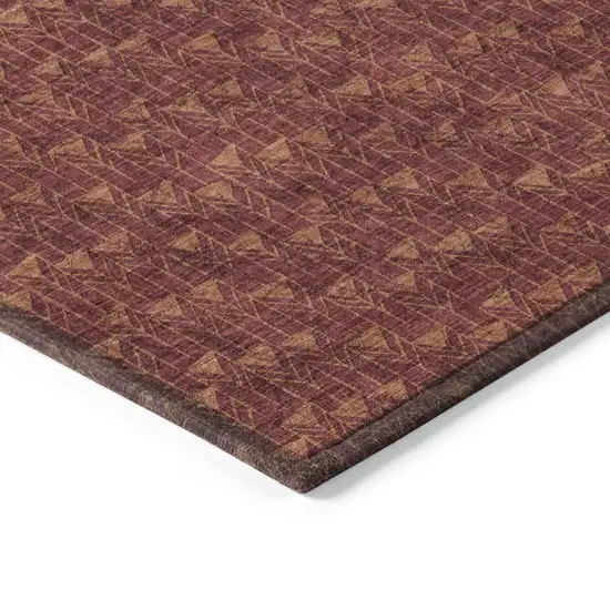 8' Runner Burgundy Geometric Washable Non Skid Indoor Outdoor Runner Rug Photo 7