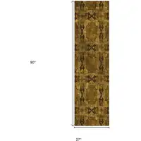 Photo of 8' Runner Chocolate Floral Medallion Washable Non Skid Indoor Outdoor Runner Rug