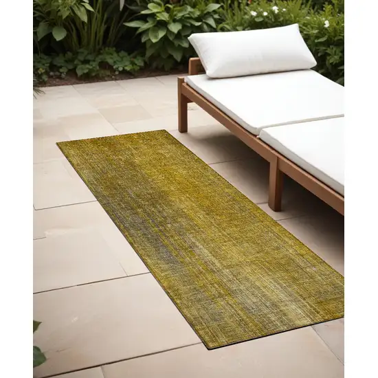 Chocolate Striped Washable Non Skid Indoor Outdoor Runner Rug Photo 1