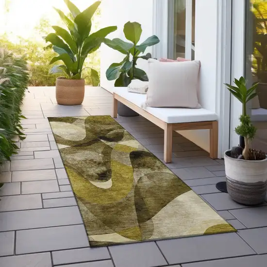 Coffee Abstract Washable Non Skid Indoor Outdoor Runner Rug Photo 8