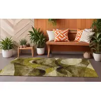 Photo of 8' Runner Coffee Abstract Washable Non Skid Indoor Outdoor Runner Rug