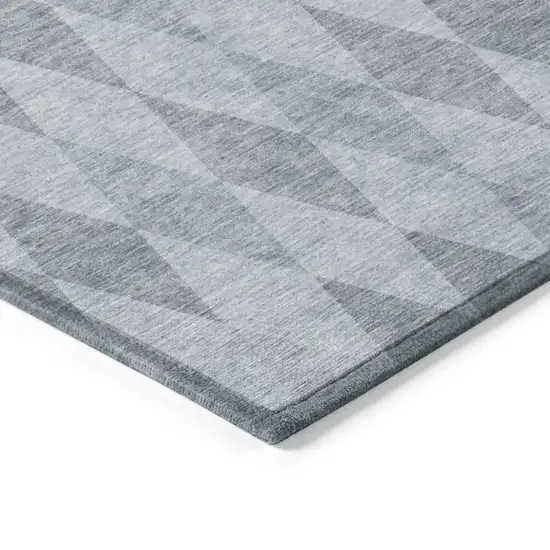 Denim Blue Geometric Washable Non Skid Indoor Outdoor Runner Rug Photo 7