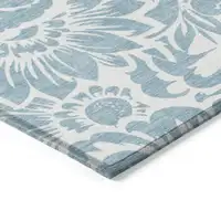 Photo of 8' Runner Denim and Ivory Floral Washable Non Skid Indoor Outdoor Runner Rug