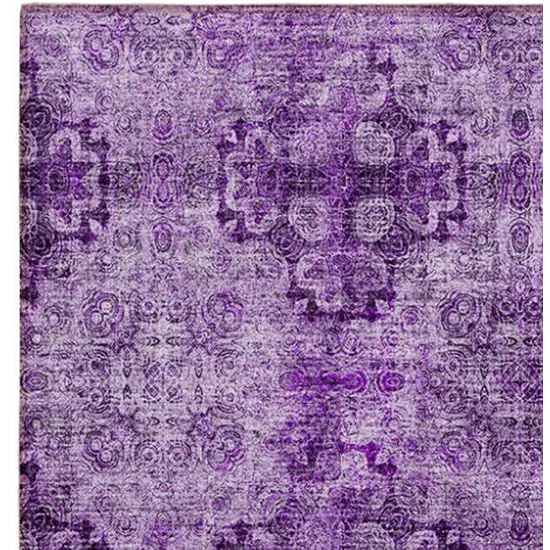 Eggplant Floral Medallion Washable Non Skid Indoor Outdoor Runner Rug Photo 5