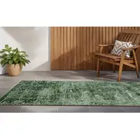 Photo of 8' Runner Emerald Abstract Washable Non Skid Indoor Outdoor Runner Rug