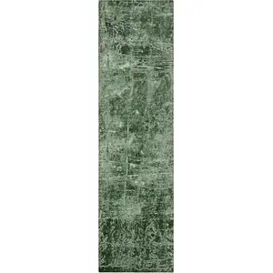 Photo of 8' Runner Emerald Abstract Washable Non Skid Indoor Outdoor Runner Rug