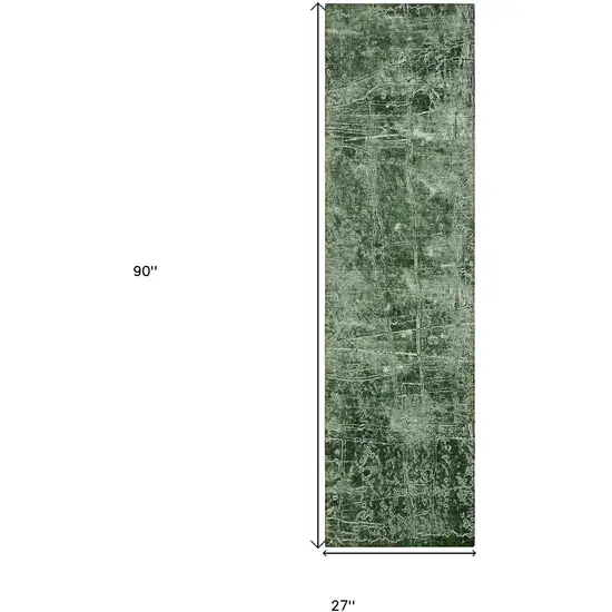 Emerald Abstract Washable Non Skid Indoor Outdoor Runner Rug Photo 4