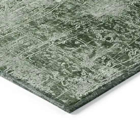 Emerald Abstract Washable Non Skid Indoor Outdoor Runner Rug Photo 6