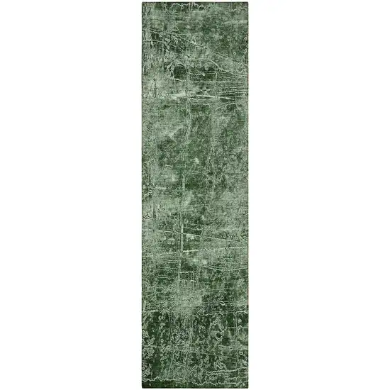 Emerald Abstract Washable Non Skid Indoor Outdoor Runner Rug Photo 3