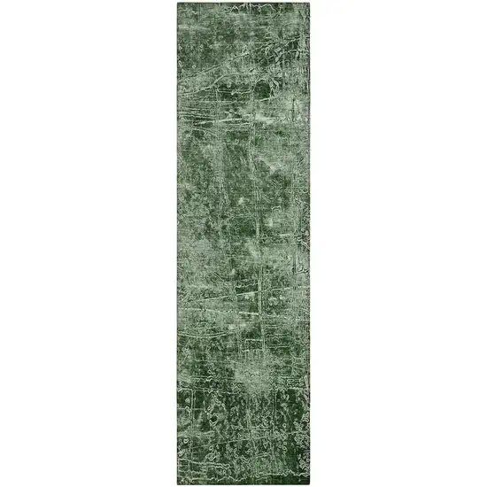 Emerald Abstract Washable Non Skid Indoor Outdoor Runner Rug Photo 2