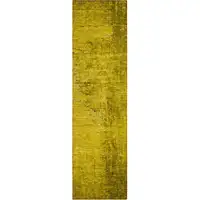 Photo of 8' Runner Gold Abstract Washable Non Skid Indoor Outdoor Runner Rug