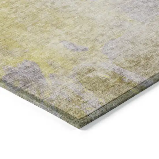 Gold Beige and Purple Abstract Washable Non Skid Indoor Outdoor Runner Rug Photo 7