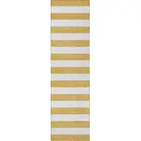 Photo of 8' Runner Gold Striped Washable Non Skid Indoor Outdoor Runner Rug