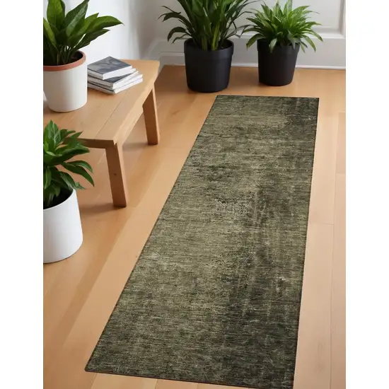 Gray Abstract Washable Non Skid Indoor Outdoor Runner Rug Photo 1