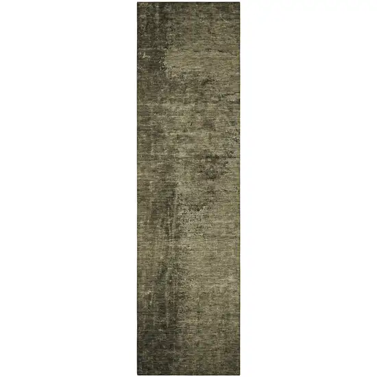 Gray Abstract Washable Non Skid Indoor Outdoor Runner Rug Photo 5