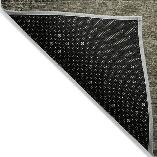 Gray Abstract Washable Non Skid Indoor Outdoor Runner Rug Photo 6