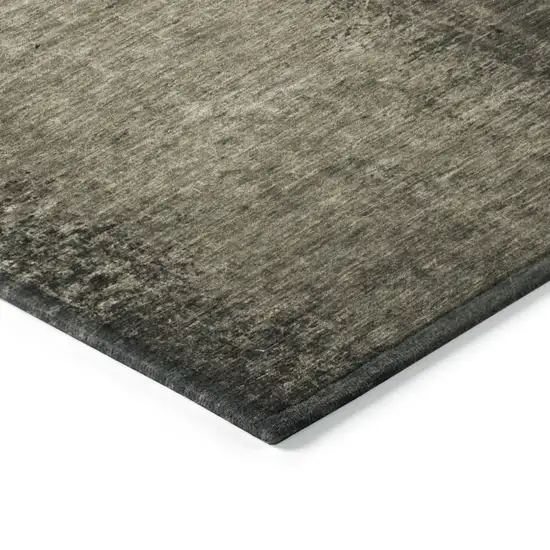 8' Runner Gray Abstract Washable Non Skid Indoor Outdoor Runner Rug Photo 7