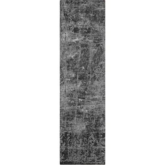 8' Runner Gray Abstract Washable Non Skid Indoor Outdoor Runner Rug Photo 4