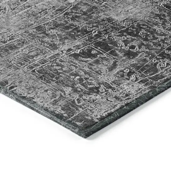 8' Runner Gray Abstract Washable Non Skid Indoor Outdoor Runner Rug Photo 7