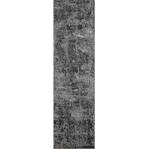 Photo of 8' Runner Gray Abstract Washable Non Skid Indoor Outdoor Runner Rug