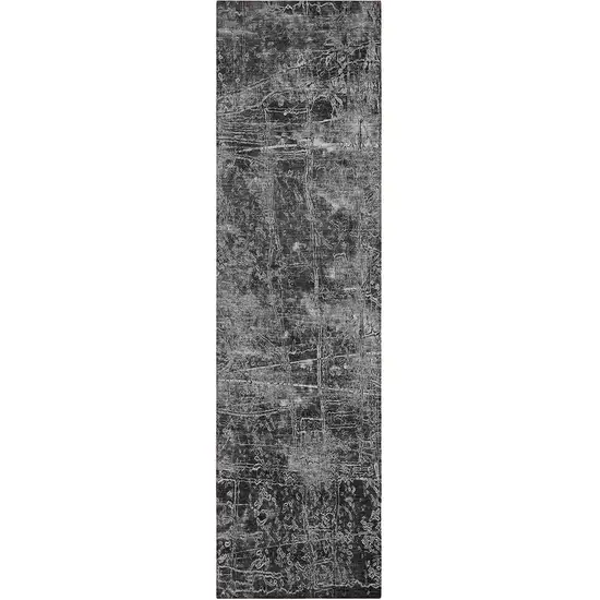 8' Runner Gray Abstract Washable Non Skid Indoor Outdoor Runner Rug Photo 2