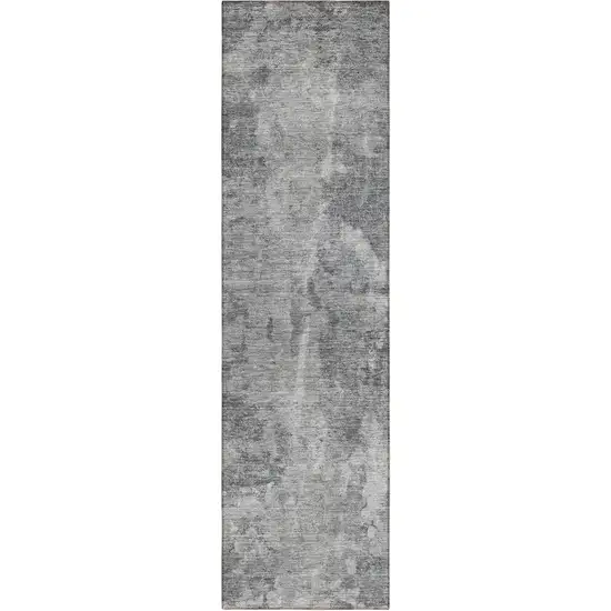 8' Runner Gray Abstract Washable Non Skid Indoor Outdoor Runner Rug Photo 4