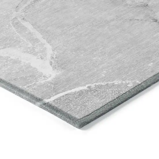 Gray Abstract Washable Non Skid Indoor Outdoor Runner Rug Photo 7