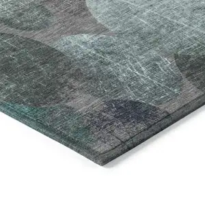 Photo of 8' Runner Gray Blue and Purple Abstract Washable Non Skid Indoor Outdoor Runner Rug