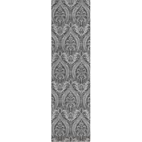 Photo of 8' Runner Gray Damask Washable Non Skid Indoor Outdoor Runner Rug