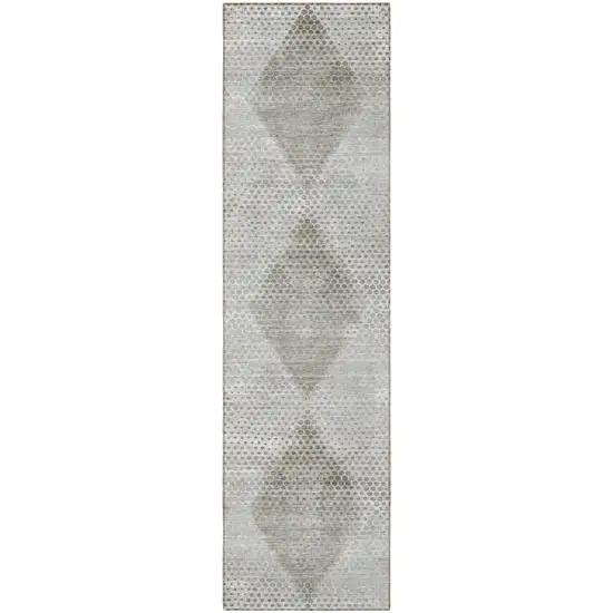 Gray Geometric Washable Non Skid Indoor Outdoor Runner Rug Photo 5