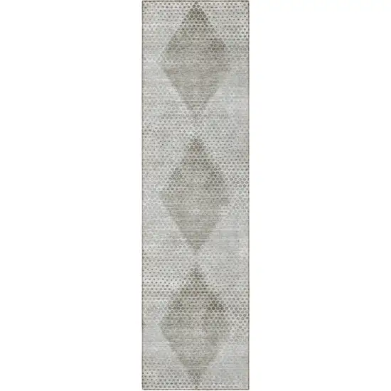 8' Runner Gray Geometric Washable Non Skid Indoor Outdoor Runner Rug Photo 5