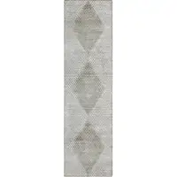 Photo of 8' Runner Gray Geometric Washable Non Skid Indoor Outdoor Runner Rug