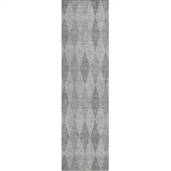 Gray Geometric Washable Non Skid Indoor Outdoor Runner Rug Photo 2