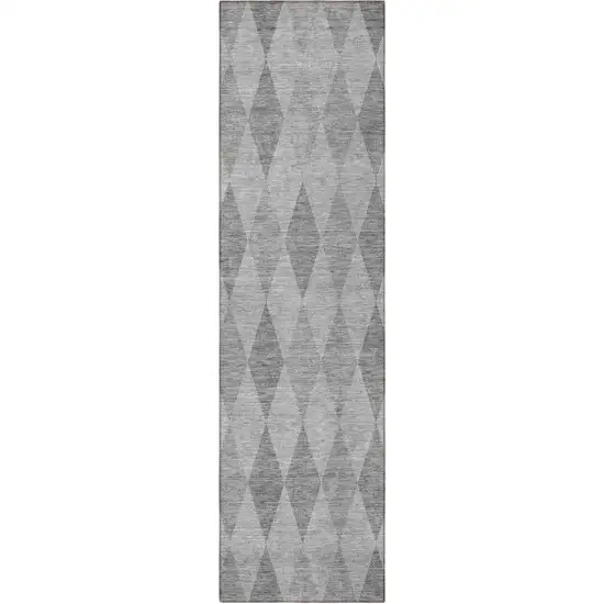 Gray Geometric Washable Non Skid Indoor Outdoor Runner Rug Photo 5