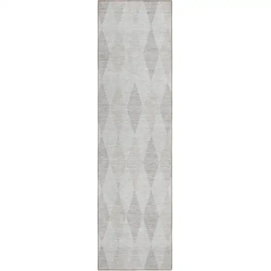 8' Runner Gray Geometric Washable Non Skid Indoor Outdoor Runner Rug Photo 2