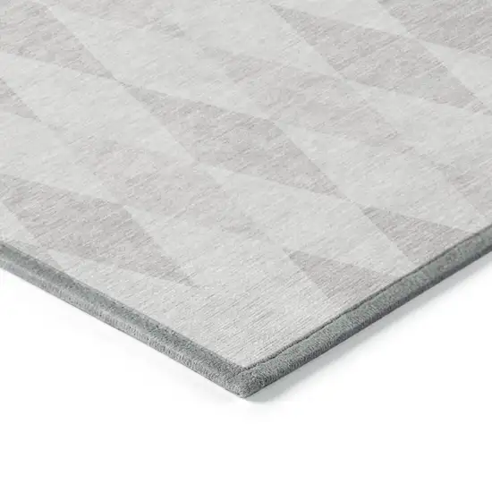 8' Runner Gray Geometric Washable Non Skid Indoor Outdoor Runner Rug Photo 7