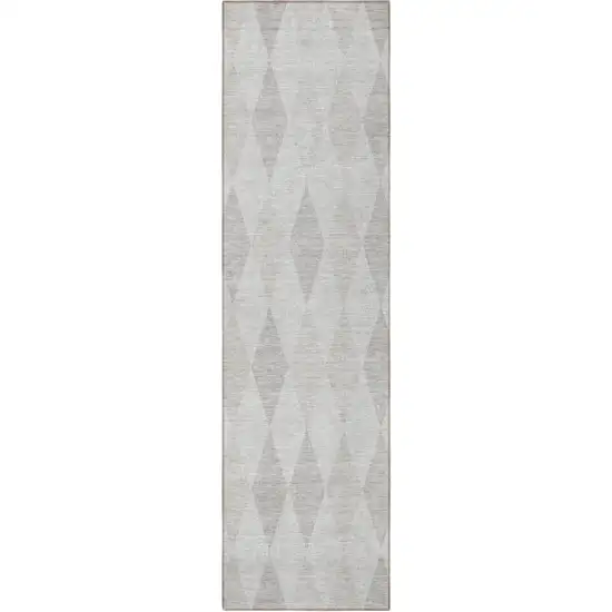 Gray Geometric Washable Non Skid Indoor Outdoor Runner Rug Photo 4