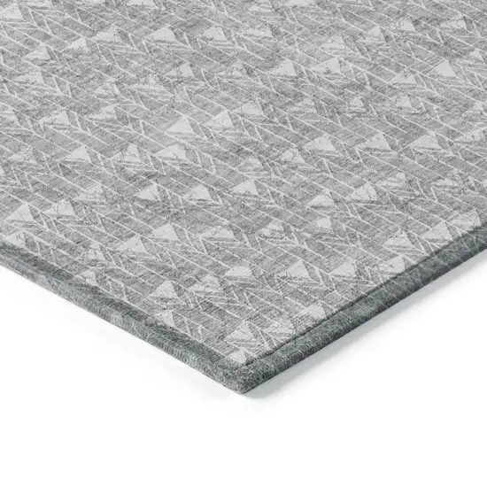 8' Runner Gray Geometric Washable Non Skid Indoor Outdoor Runner Rug Photo 7