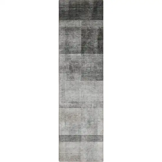 8' Runner Gray Ombre Washable Non Skid Indoor Outdoor Runner Rug Photo 4