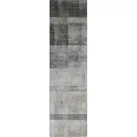 Photo of 8' Runner Gray Ombre Washable Non Skid Indoor Outdoor Runner Rug