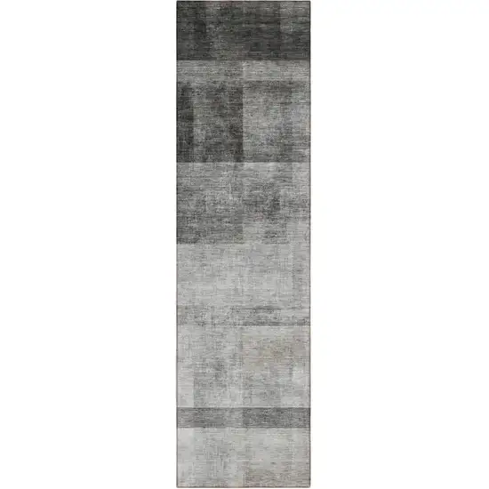 8' Runner Gray Ombre Washable Non Skid Indoor Outdoor Runner Rug Photo 2