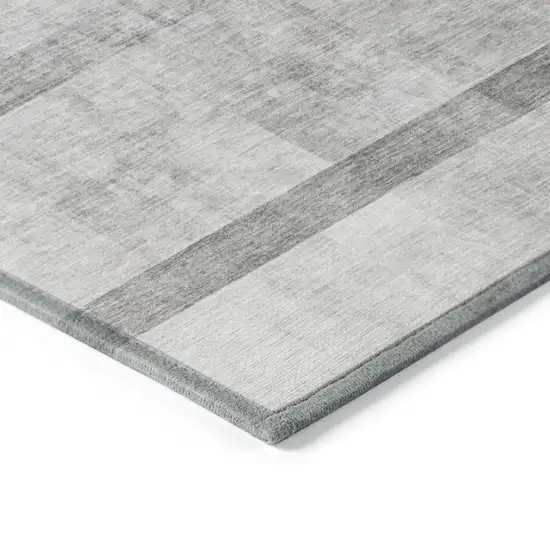 8' Runner Gray Ombre Washable Non Skid Indoor Outdoor Runner Rug Photo 7